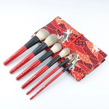 Profesionale Roșu Make up set de perii Fundație pulbere fard de obraz iluminator, fard de pleoape Kit de pensulă machiaj cosmetic Moale 6pcs/set