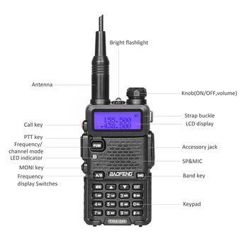 DMR Baofeng Digital DM-5R Dual Band Walkie Talkie de Emisie-recepție VHF UHF 136-174/400-480MHz Rază Lungă de Două Fel de Radio Interfon