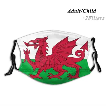 Welsh Pavilion Fusta Mini De Praf De Unică Folosință Gura Masca De Fata Pm2.5 Filtre Pentru Copil Adult Welsh Steagul Țării Galilor Mini Creion O
