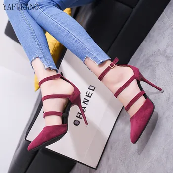 2019 Primăvară Nouă de Pantofi pentru Femei Europene și Americane de Moda Tocuri inalte Sexy Subliniat piele de Căprioară Gol Pantofi de Lucru Simplu, Unic Pantofi
