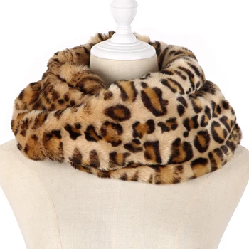 FOXMOTHER 2020 Nou Brand de Moda de Iarnă în aer liber Brown Faux Blana Leopard Eșarfă Snood Gât mai Cald Doamnelor Eșarfe