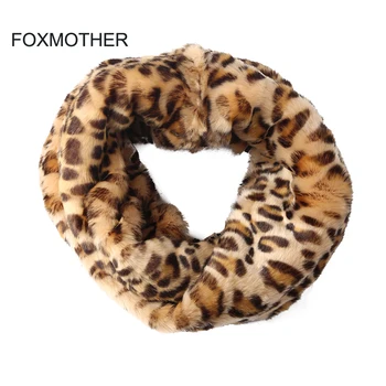 FOXMOTHER 2020 Nou Brand de Moda de Iarnă în aer liber Brown Faux Blana Leopard Eșarfă Snood Gât mai Cald Doamnelor Eșarfe