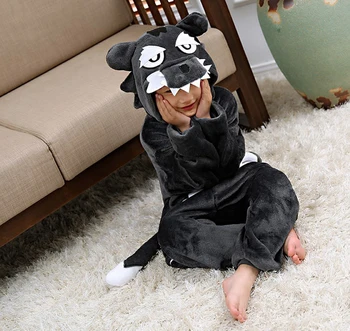 Copilul Băieți Grey Wolf Panda Pasăre Cosplay Una bucata Pijama Copil Fete pentru Copii de Iarna Pijamale Petrecerea de Halloween rochie cu Gluga Costum