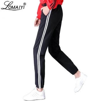 LOMAIYI Femei Stretch Pantaloni Harem pentru Femei 2018 Toamna Pantaloni Casual, de sex Feminin coreeană Stil Pantaloni Jogging Pantaloni cu Dungi BW037
