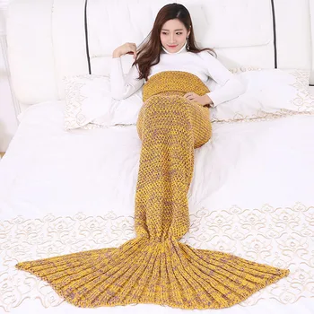 Handmade Tricotate Coada de Sirena Pătură Saci de Dormit Arunca Pat Folie Coada Cadou pentru Copii Fete Adult 3 Dimensiune Moale Croșetat