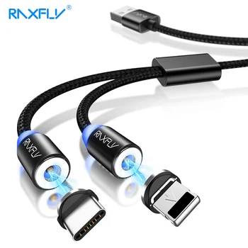 RAXFLY 2in1 încărcătură Magnetică de Iluminat Cablu Pentru iPhone XS Magnetice Micro USB de Tip C Cablu Pentru Xiaomi Redmi Nota 7 de Încărcare Sârmă