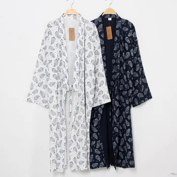 Stil japonez Kimono cămașă de noapte pentru Bărbați Halat de baie din Bumbac Și Lenjerie de Primavara Toamna Eoliene de Mari Dimensiuni Slăbite Lung și Subțire Yukata