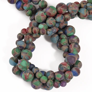 Pietre naturale Mat Multicolor Cloisonne Rotund Margele Vrac pentru a Face Bijuterii DIY Brățară Accesorii 15