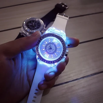 9 Culori! De Lux de Top din Silicon LED Luminos Ceas pentru Femei Rochie de Moda de sex Masculin Ceasuri de Cristal de Diamant Petrecere Bijuterii horloges vrouwen