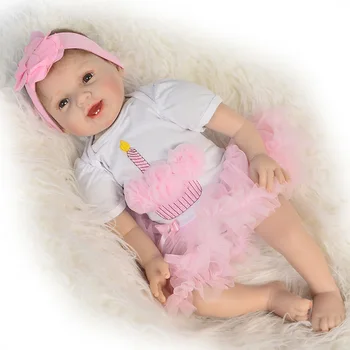 NPK PAPUSA 22 Inch 55cm Minunat bebe renăscut baby girl silicon papusa jucării pentru copii cadou de ziua de nastere nou-nascut viu păpuși