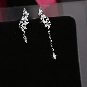 Coreeană S925 Argint Diamant De Culoare Asimetric Tassel Cercei Feminin De Mult Aripa Temperament Peridot Cercei Pietre Semipretioase Bijuterii