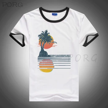 Insula Apusul Soarelui De Vară Stil De Imprimare Tricou Barbati Funny T-Shirt De Moda O-Gât T Cămașă De Sus Teuri Hiphop Streetwear Îmbrăcăminte Unisex