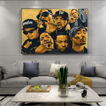 Rezumat Rapper Stele 2PAC Tupac Coasta de Vest Musicer Arta de Perete Postere Si Printuri Hip hop Cântăreață Tablouri Canvas Wall Art Poza