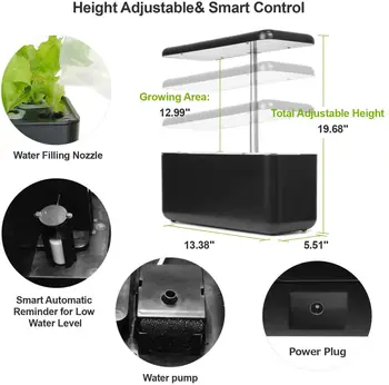 Hydroponics Sistem de Creștere Interioară, Grădină Starter Kit cu LED-uri Cresc Light, Inteligent Plantat Gradina pentru Acasa Bucătărie, Automat
