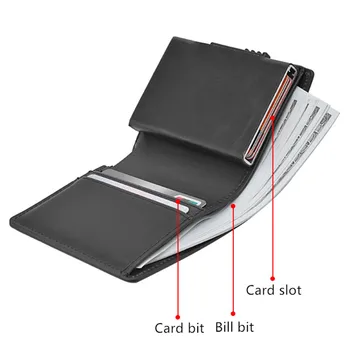 Nouă bărbați scurt portofel automată pop-up aliaj de aluminiu card holder anti-furt rfid perie anti-magnetic, carte de titularul portofel