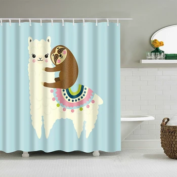 Alpaca Model Cadă cortina de Desene animate Perdele de Duș din Poliester Țesătură Pânză Baie Ecran Imprimate Cortina pentru Baie Decor Acasă