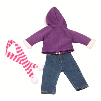 18 Inch Personalizate Iarna Unisex American Doll Haine+ Pantaloni+Eșarfă /Set De Pluș Violet Jacheta Pentru 1/3 Blyth&Generația Noastră