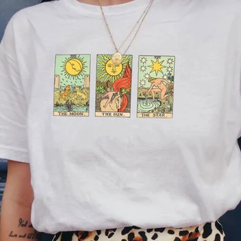 Cărți de Tarot, de Epocă, Femeie T-Shirt pentru Femei Grunge Drăguț Estetice Casual Tricou Maneca Scurta Stil Stradă de Vară Top Graphic Tee