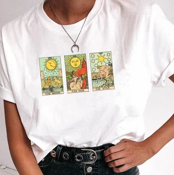 Cărți de Tarot, de Epocă, Femeie T-Shirt pentru Femei Grunge Drăguț Estetice Casual Tricou Maneca Scurta Stil Stradă de Vară Top Graphic Tee