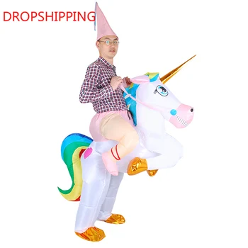 Gonflabile Corn de unicorn costum de Plimbare Cal Halloween cosplay Carnavalul de Crăciun Dans Rochie femei barbati Copii Purim Blowup Mascota