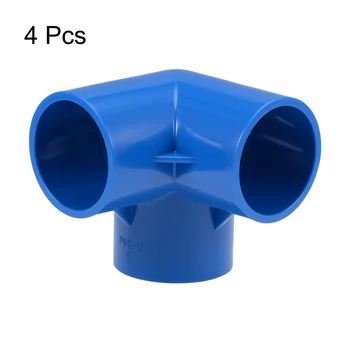 Uxcell 3-Way Cot PVC Montaj, 40mm Soclu, Tee piese de Colt Albastru 4buc