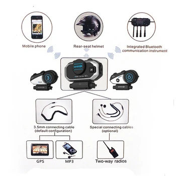 Versiunea în limba engleză 2set Vimoto V8 Casca Bluetooth Intercom Motocicleta setul cu Cască Stereo Căști Pentru Telefon Mobil GPS 2 Radiouri