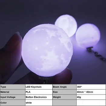 Cel mai mic Pret Mini Iluminat cu Led 3D de imprimare luna Brelocuri lumina de noapte de Creatie stralucitoare cadouri Alimentat de la Baterie Led-uri de Culoare Schimbare lampă