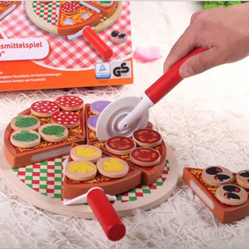 27pcs Pretinde Joc de Simulare de Lemn Bucátárie Tăiere Pizza Set Jucarii de Rol Joc de Gatit Jucărie de Dezvoltare Timpurie Jucării pentru Copii Cadouri