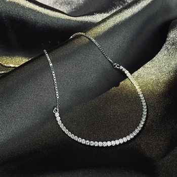 OEVAS Argint 925 1,5 mm de Înaltă Carbon Diamant Bratari Pentru Femei Fete Cadou de Aniversare Spumante Partidul Bijuterii Fine