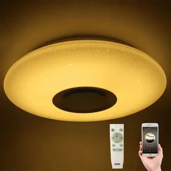HOT Muzica Conduse de Plafon Lumina Lampa 60W Rgb Culoare Muntele Rotund Starlight Muzica Cu Difuzor Bluetooth Estompat de Schimbare a Culorii Luminii
