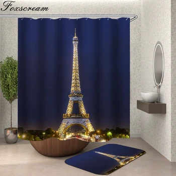 Turnul Eifel perdea de duș Albastru tesatura 3d baie, perdele de dus baie cortina cu cârlige impermeabil perdea Sau mat