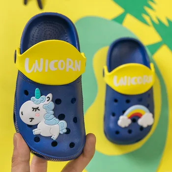 Copii Papuci de Vară 2020 Unicorn Papuci Pentru Boy Fata de Curcubeu Pantofi de Copil Moale anti-alunecare pentru Copii în aer liber Copilul Gaura Sandale