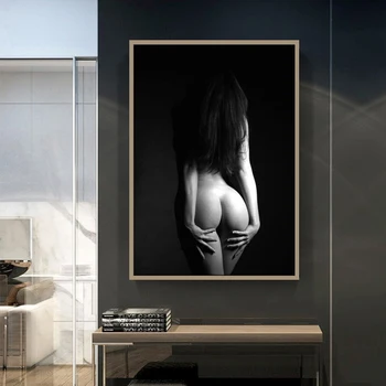 Rezumat Artistic Femeie Nud Pictura pe Panza Modern, în Alb și Negru Postere si Printuri, picturi Murale Camera de zi de Decorare