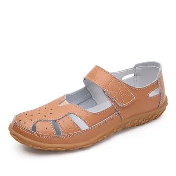 Split din Piele de Dimensiuni Mari UE42 Sandale Feminine de Înaltă Calitate de Mama Casual Pantofi Plat Femeie Sandale de Vara Cut-out Sandalias Mujer SH319