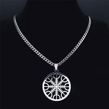 2020 Nou Oțel Inoxidabil Amuleta Viking Colier Statement Negru Culoare Coliere Barbati/Femei Bijuterii collier homme N20354S05