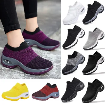 2020 Primăvară Femei Adidași Pantofi Plat Aluneca pe Platforma Adidasi pentru Femei Negru ochiurilor de Plasă Respirabil Ciorap Sneake