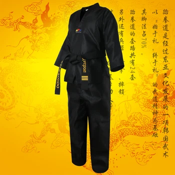 Copiii adulți Bărbați Femei Negru taekwondo uniformă dobok wtf Bumbac tae kwon do set haine TKD seturi de îmbrăcăminte de centura karate costume de dobok