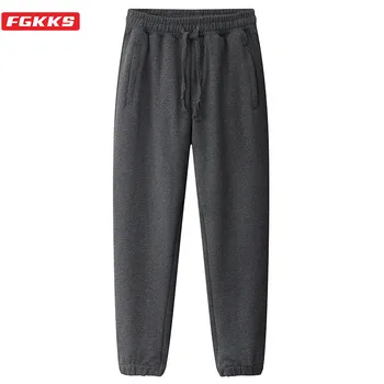 FGKKS Brand la Modă pentru Bărbați Pantaloni Casual Barbati din Bumbac Elastic cu Cordon Plin Lungime Pantaloni Modă de Culoare Solidă pantaloni de Trening de sex Masculin