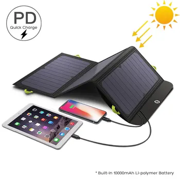 PUTERILE Pliabil Portabil de 10000mAh baterie Reîncărcabilă Încărcător Solar de Tip C PD Încărcare Rapidă pentru iPhone X Xr Xs max Samsung Huawei