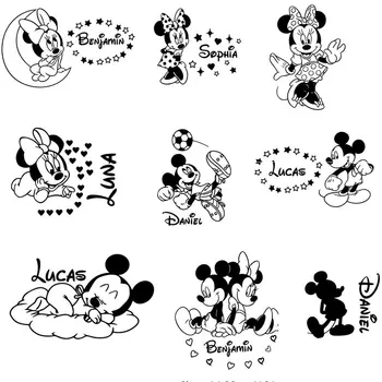 Desene Animate Mickey Minnie Autocolante De Perete De Vinil Murală Decalcomanii De Perete Camere Copii Accesorii Pentru Decor Postere Numele De Personalizare