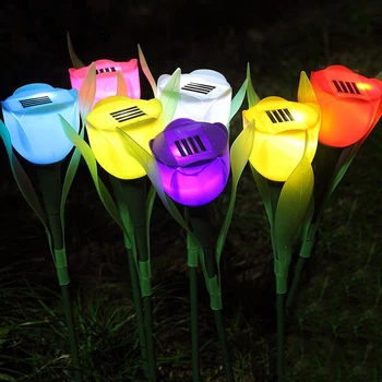 Lumina solara LED-uri în aer Liber Floare de Lalea Lampă Multi-Color rezistent la apa Gradina Curte Calea Gazon de Iluminat