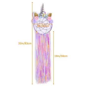 Rainbow Unicorn Dream Catcher Home Decor Lucrate Manual Wind Chimes Tassel Pandantiv Agățat De Perete Ornamente Pentru Fete Foto Copii Recuzită