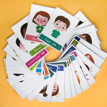 Copilul Învăța Chineză Emoție Rutina de zi cu Zi Forma de Învățare limba engleză, Carte de Educație Timpurie Asocierea Puzzle Joc pentru Copii Jucarii