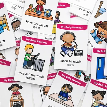 Copilul Învăța Chineză Emoție Rutina de zi cu Zi Forma de Învățare limba engleză, Carte de Educație Timpurie Asocierea Puzzle Joc pentru Copii Jucarii
