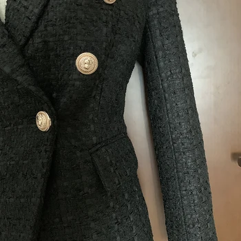 De ÎNALTĂ CALITATE, cele mai Noi Moda 2020 Designer Sacou Femei Dublu Breasted Leu Butoane Tweed Blazer Jacheta