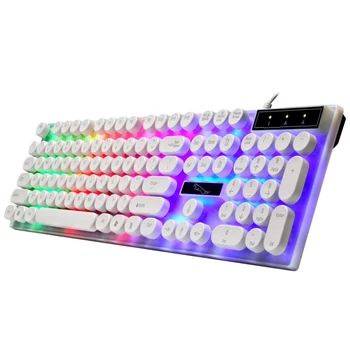 Biroul Tastatură de Gaming, cu LED-uri cu iluminare din spate,104-Key de Scris Epocă - Steampunk USB cu Fir Rotund/Pătrat Tastatură Pentru PC,Latop