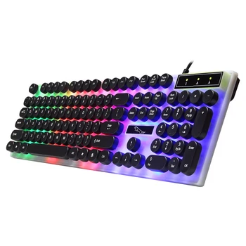 Biroul Tastatură de Gaming, cu LED-uri cu iluminare din spate,104-Key de Scris Epocă - Steampunk USB cu Fir Rotund/Pătrat Tastatură Pentru PC,Latop