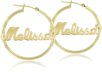 3UMeter Mare Hoop Cercei Pentru Femei Personalizate cu Nume Bijuterii Personalizate din Oțel Inoxidabil, Rose Gold Cercei Moda Bijuterii Cadou