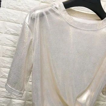Noul Hot Femei Casual T-Shirt Culori Reflectorizante Imprimate Maneci Scurte Hip Hop Tricou SMR88