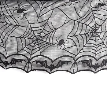 Dantelă Neagră Panza De Paianjen De Halloween Tabel Pânză De Păianjen Bat Model De Capac De Masă De Dantelă Față De Masă Decoratiuni De Halloween Elemente De Recuzită